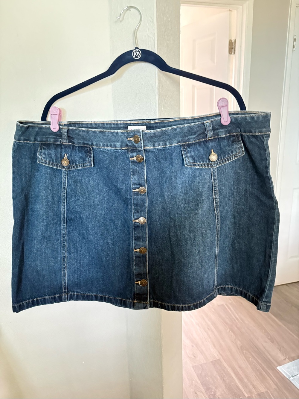 New- Kohl’s/SO Button-Front Denim Plus Size Mini Skirt - Blue